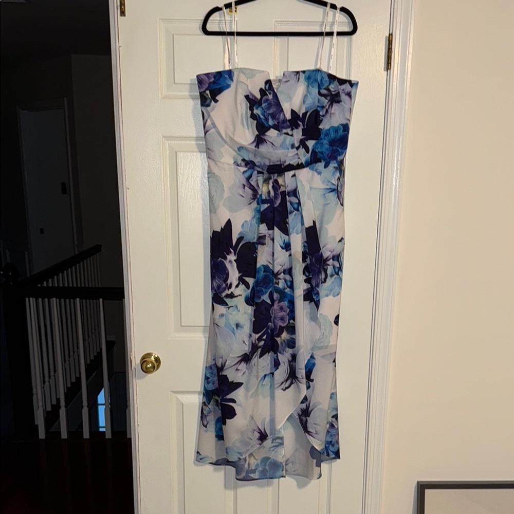City Chic Blue Strapless Sundress Wedding Guest